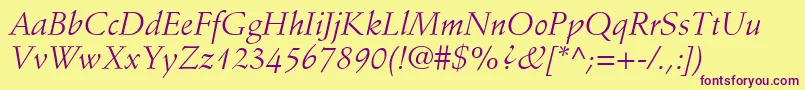 StempelSchneidlerLtItalic Font – Purple Fonts on Yellow Background