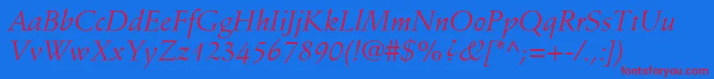 StempelSchneidlerLtItalic Font – Red Fonts on Blue Background