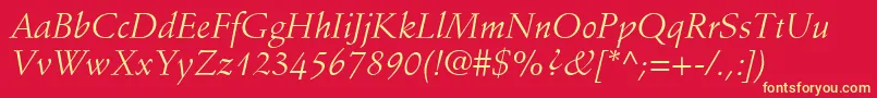 StempelSchneidlerLtItalic Font – Yellow Fonts on Red Background