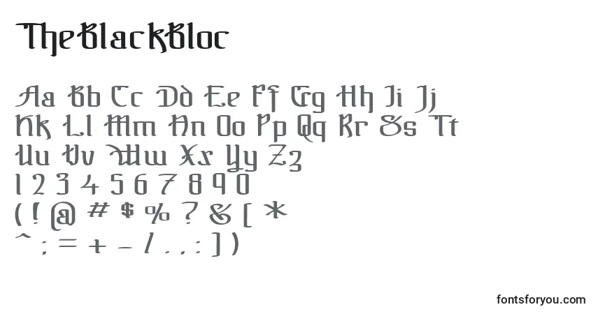 Fuente TheBlackBloc - alfabeto, números, caracteres especiales