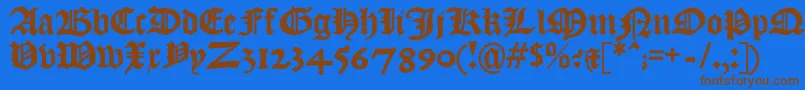 フォントKjv1611 – 茶色の文字が青い背景にあります。