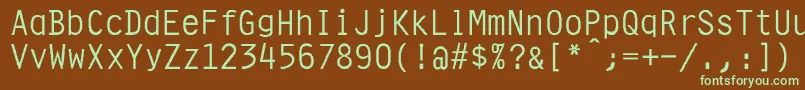 フォントPresentorNormal – 緑色の文字が茶色の背景にあります。