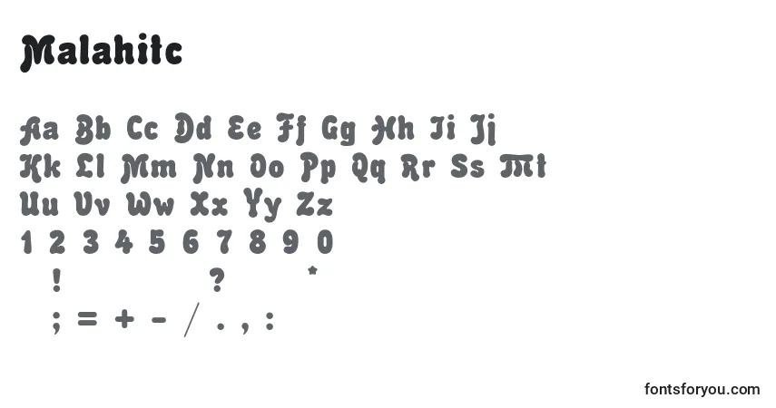 Fuente Malahitc - alfabeto, números, caracteres especiales