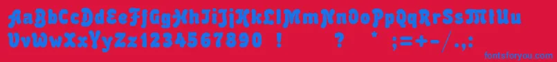 Malahitc Font – Blue Fonts on Red Background