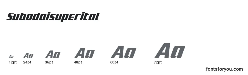 Subadaisuperital Font Sizes