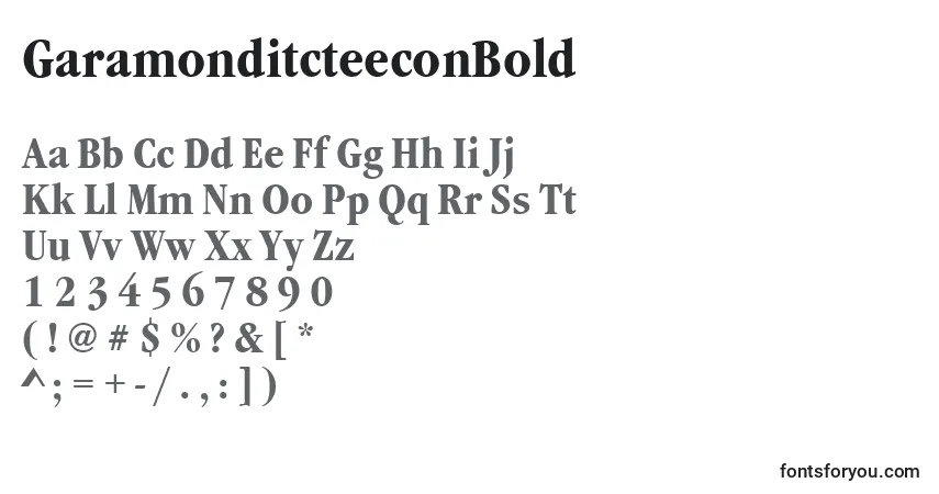 Czcionka GaramonditcteeconBold – alfabet, cyfry, specjalne znaki