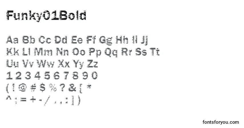 Czcionka Funky01Bold – alfabet, cyfry, specjalne znaki