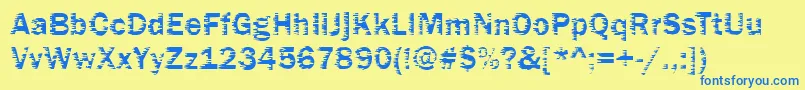 Fonte Funky01Bold – fontes azuis em um fundo amarelo