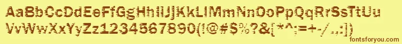 フォントFunky01Bold – 茶色の文字が黄色の背景にあります。