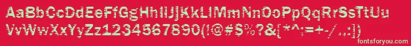 Czcionka Funky01Bold – zielone czcionki na czerwonym tle