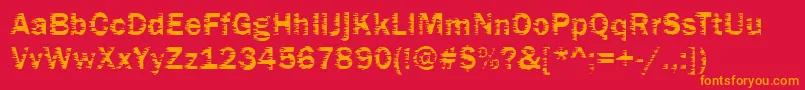 Funky01Bold-Schriftart – Orangefarbene Schriften auf rotem Hintergrund