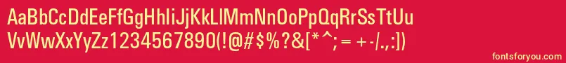 Universcondc Font – Yellow Fonts on Red Background