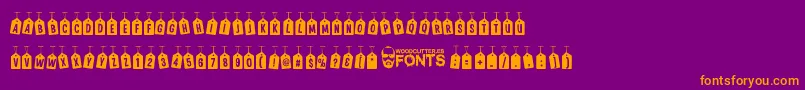 WoodcutterTagsOnARope Font – Orange Fonts on Purple Background