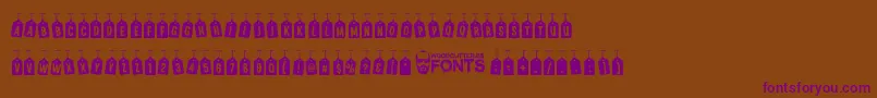 WoodcutterTagsOnARope Font – Purple Fonts on Brown Background