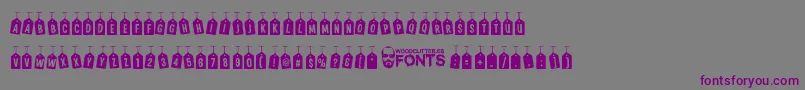 WoodcutterTagsOnARope Font – Purple Fonts on Gray Background