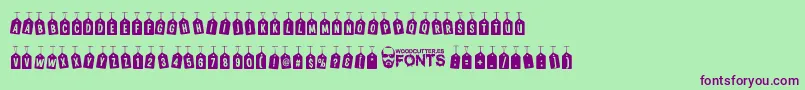 WoodcutterTagsOnARope Font – Purple Fonts on Green Background