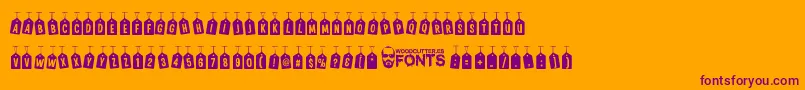 WoodcutterTagsOnARope Font – Purple Fonts on Orange Background
