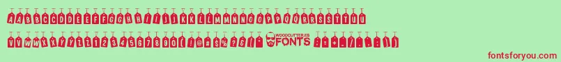 WoodcutterTagsOnARope Font – Red Fonts on Green Background