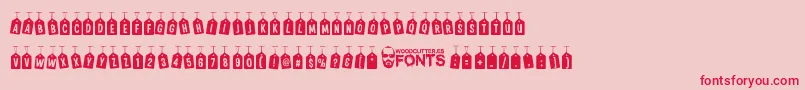 WoodcutterTagsOnARope Font – Red Fonts on Pink Background