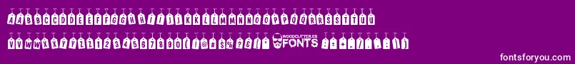 WoodcutterTagsOnARope Font – White Fonts on Purple Background