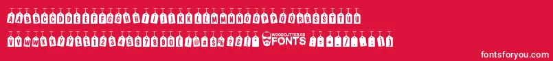 fuente WoodcutterTagsOnARope – Fuentes Blancas Sobre Fondo Rojo