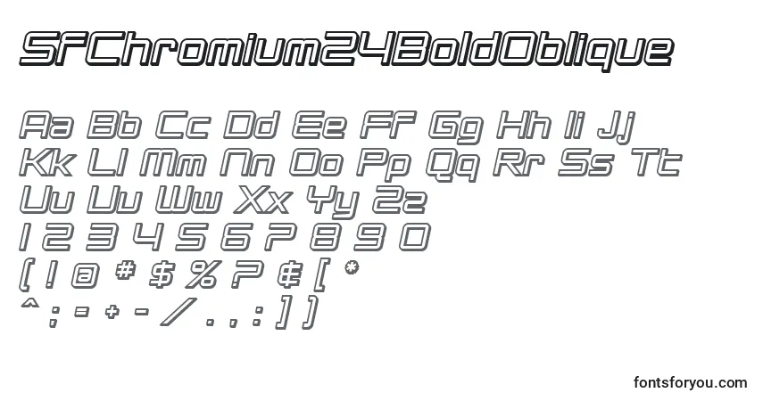 Czcionka SfChromium24BoldOblique – alfabet, cyfry, specjalne znaki