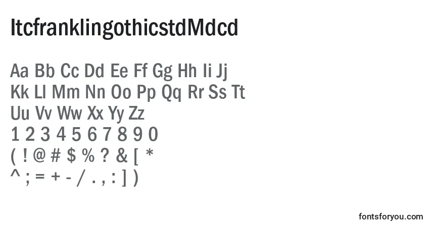 A fonte ItcfranklingothicstdMdcd – alfabeto, números, caracteres especiais