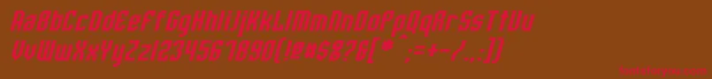 フォントWhitestoneItalic – 赤い文字が茶色の背景にあります。