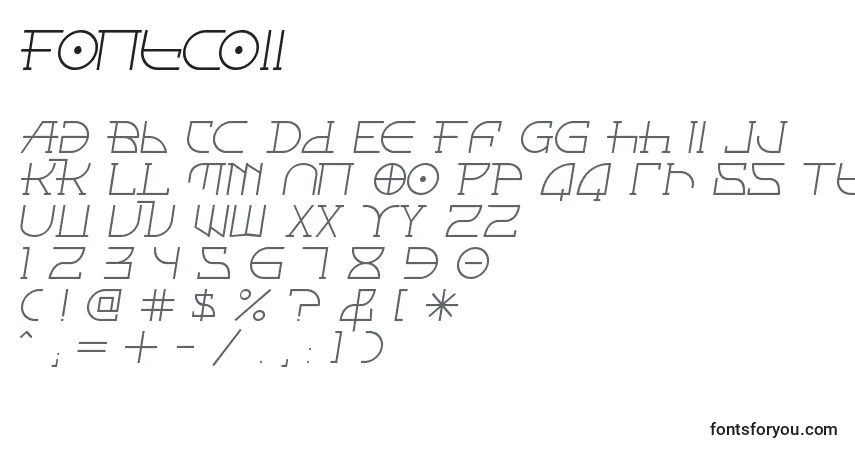 Czcionka Fontcoii – alfabet, cyfry, specjalne znaki