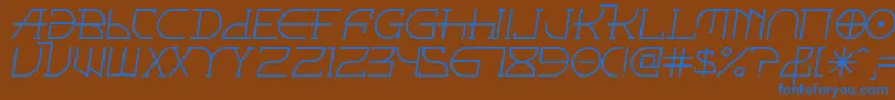 Fontcoii-Schriftart – Blaue Schriften auf braunem Hintergrund