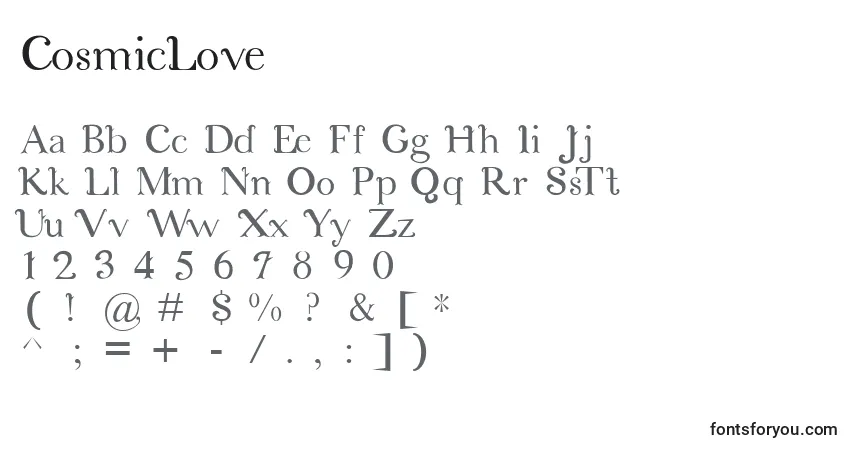 Schriftart CosmicLove – Alphabet, Zahlen, spezielle Symbole