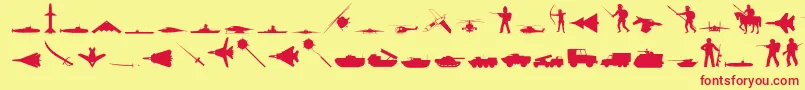 Fonte Militaryo – fontes vermelhas em um fundo amarelo