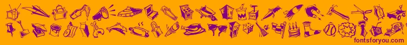 Fonte MiniPicsArtJam – fontes roxas em um fundo laranja