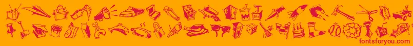 MiniPicsArtJam-fontti – punaiset fontit oranssilla taustalla