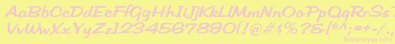 フォントHffLowSun – ピンクのフォント、黄色の背景
