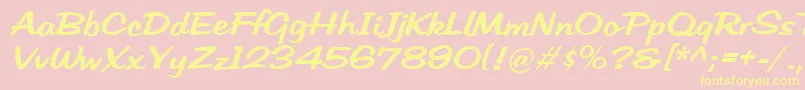 HffLowSun-Schriftart – Gelbe Schriften auf rosa Hintergrund