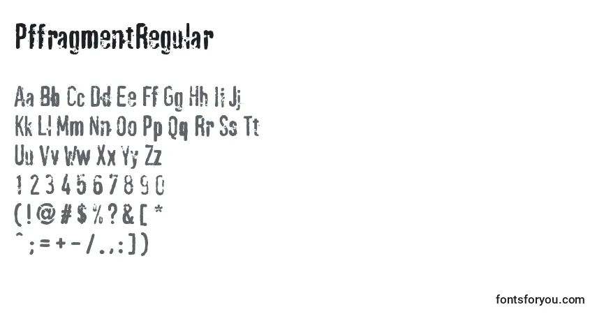 A fonte PffragmentRegular – alfabeto, números, caracteres especiais