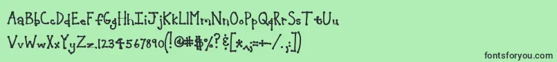 Jeansunhobold-fontti – mustat fontit vihreällä taustalla