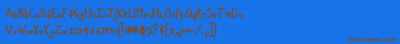 フォントJeansunhobold – 茶色の文字が青い背景にあります。