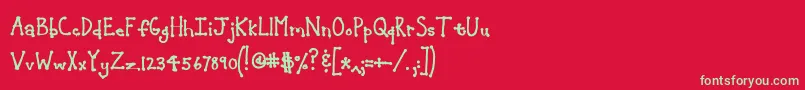 フォントJeansunhobold – 赤い背景に緑の文字