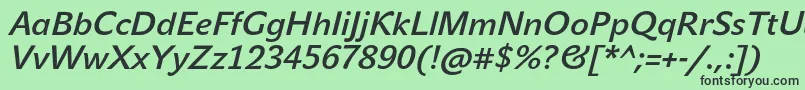 JohnsansMediumProItalic-fontti – mustat fontit vihreällä taustalla