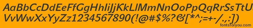 JohnsansMediumProItalic-fontti – mustat fontit oranssilla taustalla