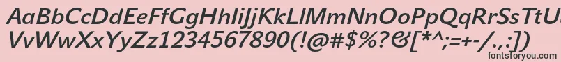 JohnsansMediumProItalic-fontti – mustat fontit vaaleanpunaisella taustalla