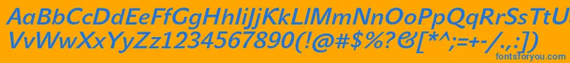 JohnsansMediumProItalic Font – Blue Fonts on Orange Background