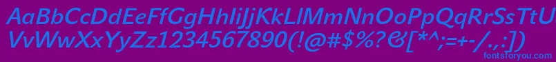 JohnsansMediumProItalic-fontti – siniset fontit violetilla taustalla
