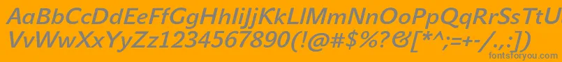 Weitere Informationen zur JohnsansMediumProItalic-Schriftart JohnsansMediumProItalic-Schriftart – Graue Schriften auf orangefarbenem Hintergrund