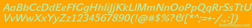 JohnsansMediumProItalic Font – Green Fonts on Orange Background