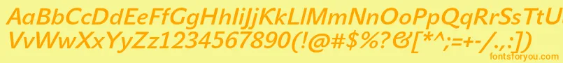 JohnsansMediumProItalic-fontti – oranssit fontit keltaisella taustalla