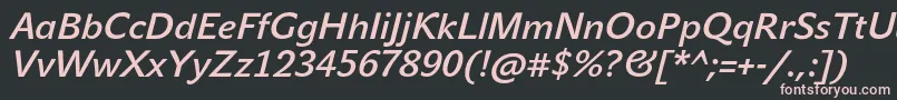 JohnsansMediumProItalic-fontti – vaaleanpunaiset fontit mustalla taustalla