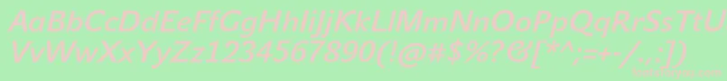 フォントJohnsansMediumProItalic – 緑の背景にピンクのフォント